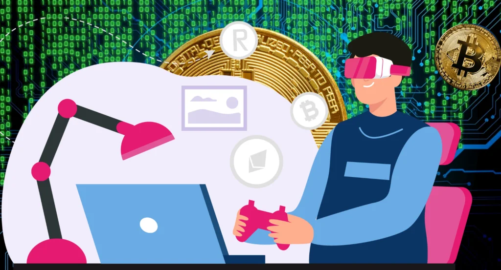 Ilustração mostra mercado de cripto gamer