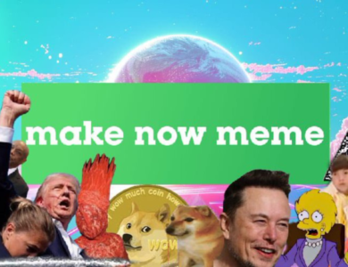 Imagem ilustrando o processo de criação de memecoins no Twitter usando MakeNowMeme.
