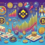 Imagem ilustrando o impacto do anúncio da Binance no mercado de criptomoedas, mostrando gráficos de quedas acentuadas, o logotipo da Binance em destaque e ícones de várias criptomoedas em queda.