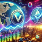 Imagem dinâmica e atraente destacando duas criptomoedas sobrevendidas, Worldcoin (WLD) e Altlayer (ALT), em um cenário digital futurista com gráficos e indicadores sugerindo um aumento potencial de preço, reforçando a oportunidade de compra.