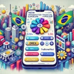 Ilustração do novo superaplicativo financeiro do Banco Central do Brasil integrando IA e Drex com elementos brasileiros