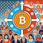 Gráfico mostrando a distribuição de investidores de Bitcoin por orientação política nos EUA, indicando predominância de moderados.