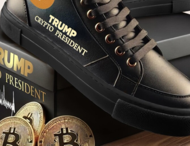 Donald lança tênis temático de Bitcoin, destacando a facilidade da criptomoeda como forma de pagamento.