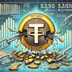 Ilustração do fracasso da stablecoin aUSDT da Tether, destacando números baixos de adoção e transações.