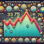 Gráfico mostrando o declínio do índice da temporada de altcoins ao longo do tempo.