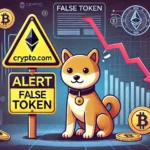A imagem retangular que ilustra a hard news foi gerada com sucesso. Ela retrata um cenário de alerta com um cão Shiba Inu, o logo da Crypto.com e um sinal de aviso sobre um token falso. Ao fundo, há símbolos de criptomoedas e um gráfico representando a queda no valor do token, transmitindo um clima sério e de precaução.