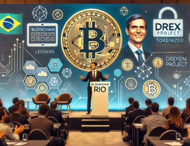 Roberto Campos Neto falando sobre o futuro da tokenização no Brasil durante o evento Blockchain Rio.