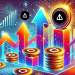 Uma ilustração vibrante e dinâmica mostrando a valorização significativa do Notcoin (NOT). A imagem apresenta o logotipo do Notcoin em destaque, com setas apontando para cima e gráficos indicando crescimento. Elementos como tokens digitais e gráficos financeiros abstratos compõem o cenário, transmitindo o tema de criptomoeda e desempenho de mercado. A paleta de cores é envolvente, com tons brilhantes e otimistas, refletindo o movimento positivo do mercado.