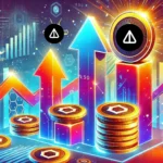 Uma ilustração vibrante e dinâmica mostrando a valorização significativa do Notcoin (NOT). A imagem apresenta o logotipo do Notcoin em destaque, com setas apontando para cima e gráficos indicando crescimento. Elementos como tokens digitais e gráficos financeiros abstratos compõem o cenário, transmitindo o tema de criptomoeda e desempenho de mercado. A paleta de cores é envolvente, com tons brilhantes e otimistas, refletindo o movimento positivo do mercado.