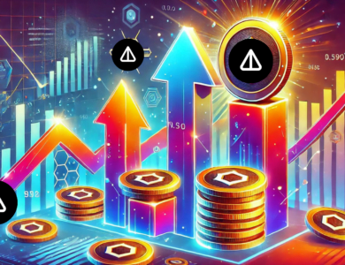Uma ilustração vibrante e dinâmica mostrando a valorização significativa do Notcoin (NOT). A imagem apresenta o logotipo do Notcoin em destaque, com setas apontando para cima e gráficos indicando crescimento. Elementos como tokens digitais e gráficos financeiros abstratos compõem o cenário, transmitindo o tema de criptomoeda e desempenho de mercado. A paleta de cores é envolvente, com tons brilhantes e otimistas, refletindo o movimento positivo do mercado.