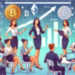Mulheres no mercado de criptomoedas ganhando 15% a mais que homens, destacando-se em posições de nível sênior e mostrando resiliência e competência.