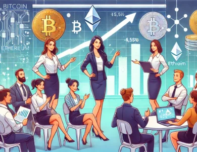 Mulheres no mercado de criptomoedas ganhando 15% a mais que homens, destacando-se em posições de nível sênior e mostrando resiliência e competência.