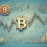 Gráfico mostrando a recente correção no preço do Bitcoin com indicadores de mercado.