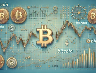 Gráfico mostrando a recente correção no preço do Bitcoin com indicadores de mercado.