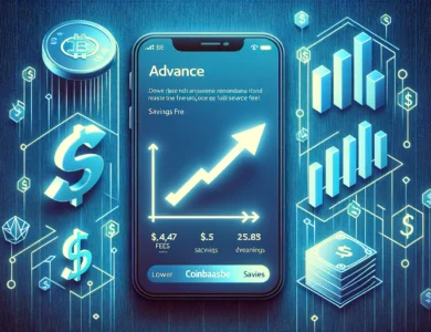 Tela do aplicativo Coinbase exibindo opções de negociação avançada para reduzir taxas.
