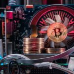 ilustração de máquina de mineração de bitcoin por dentro