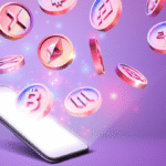 criptomoedas saindo de tela de celular