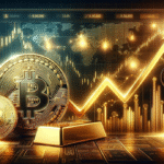 ilustração correlação entre ouro e bitcoin