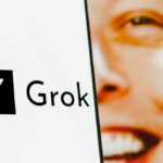 Montagem logotipo Grok com rosto de Elon Musk-Reprodução