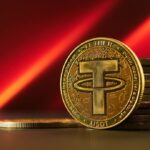 moeda dourada de Tether USDT