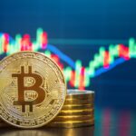 bitcoin e graficos ao fundo