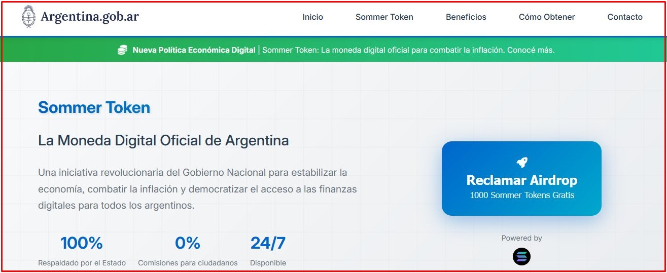 Hackers usaram site do governo argentino para promover criptomoeda suspeita.