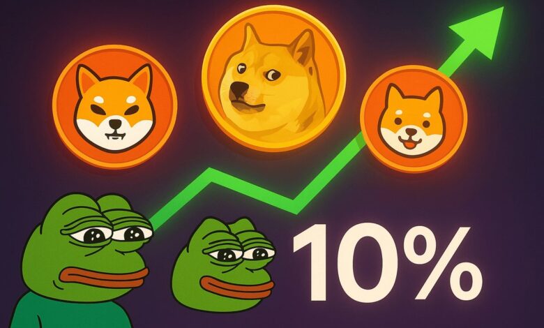 memecoins sobem 10%