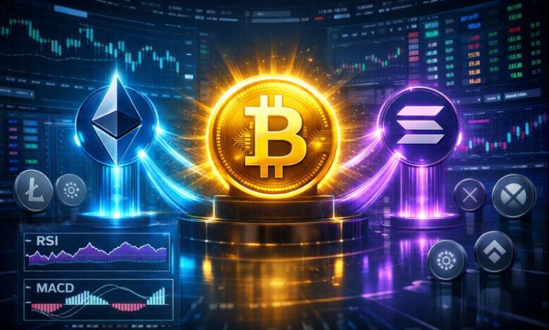 Ethereum, Bitcoin e Solana