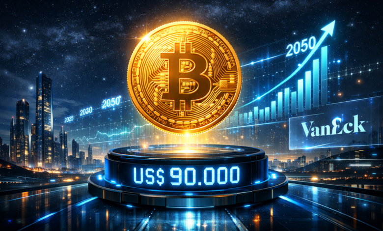 BTC segura US$ 90 mil enquanto VanEck projeta preço milionário para 2050