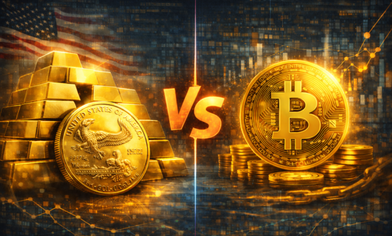 Bitcoin fica atrás do ouro em 2026, apesar de força dos ETFs
