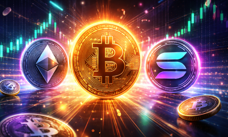 Bitcoin, Ethereum e Solana