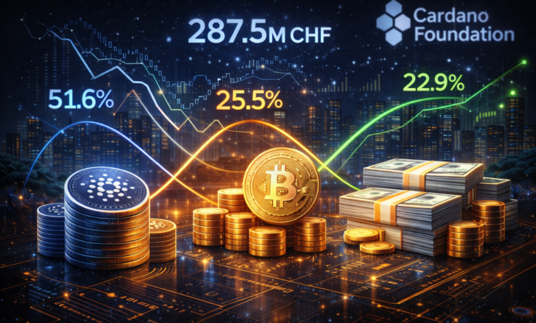 Cardano Foundation reduz exposição em ADA e aumenta reservas em Bitcoin e caixa