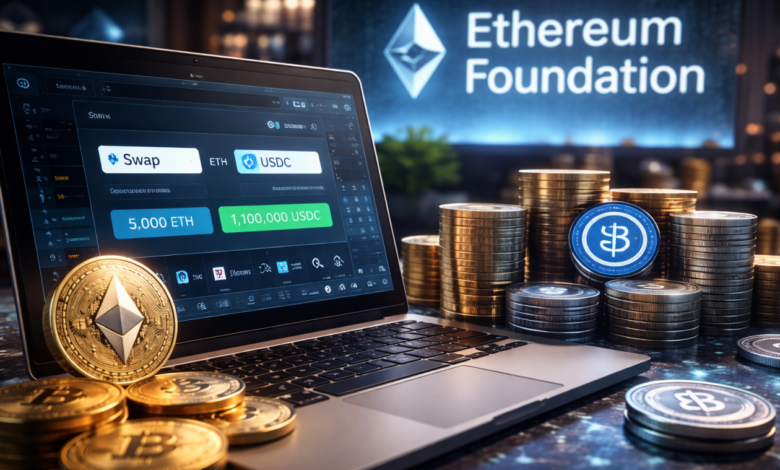 Ethereum Foundation converte 5.000 ETH em stablecoins para financiar operações